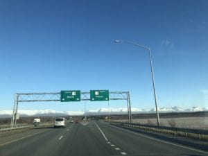 Stay on Highway 1 toward Palmer, Alaska
